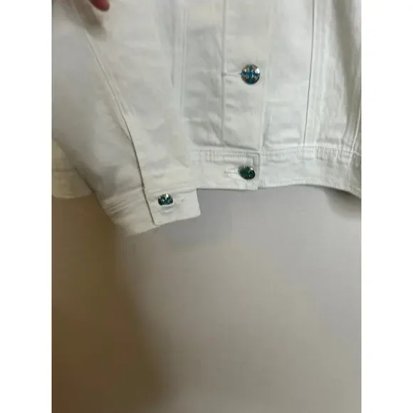 HSN Diane Gilman White Button Down Jacket Beaded Ornate Buttons XL - Picture 4 of 8